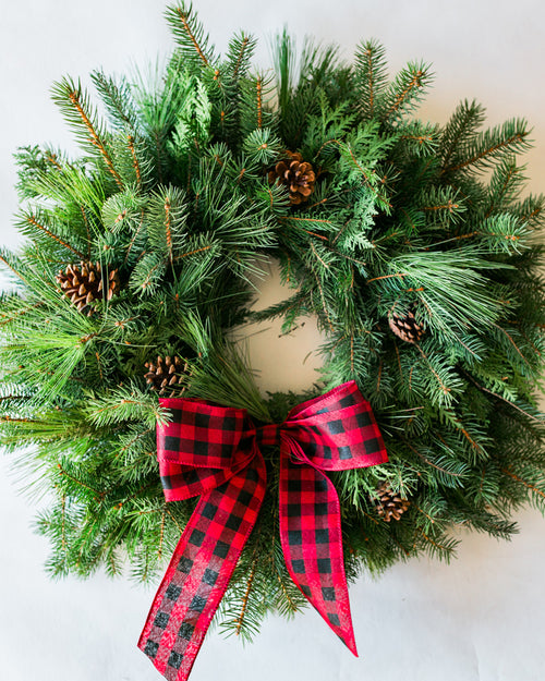 Evergreen Wreath with Pinecones