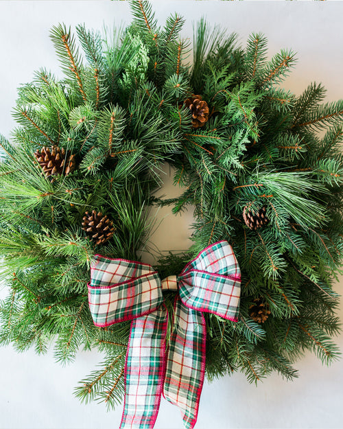Evergreen Wreath with Pinecones